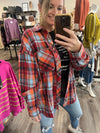 "Always Possible" Red/Blue Mix Plaid Top