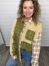 "Getaway Car" Olive Plaid Mix Top