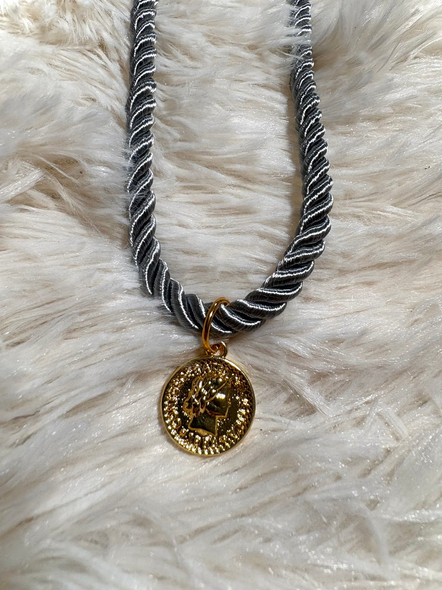 “Lucky” Blue Rope Coin Necklace
