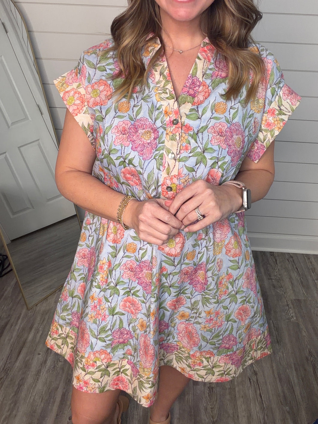 “Faithfully Yours” Light Blue Floral Dress