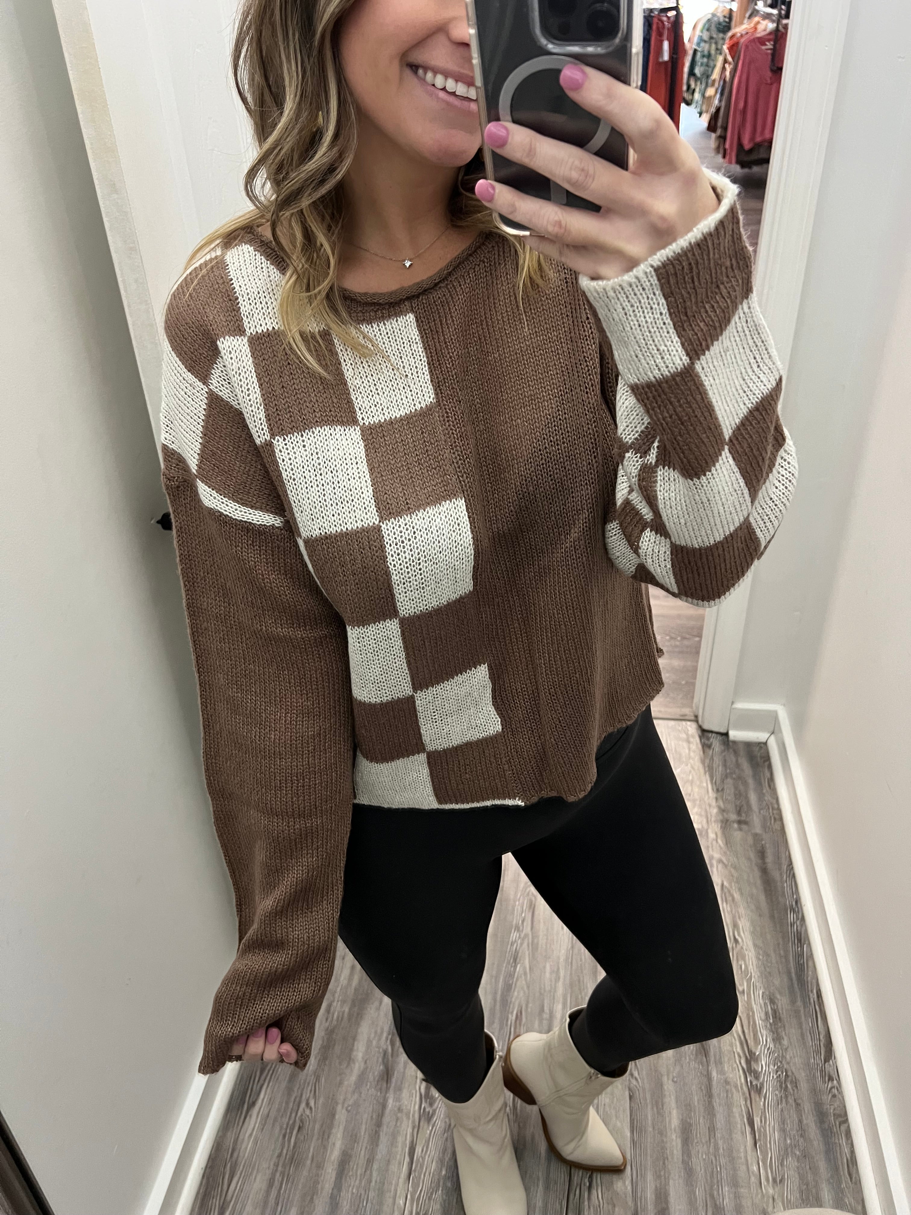 DB Colorblock Checkered Sweater