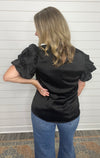 "Restful Day" Black Satin Top