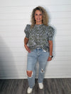 "Where I belong" Olive/Blue Top