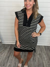 "No Caller ID" Black Striped Dress