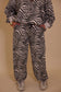 Zebra Print Elastic-Cuff Jogger Pants