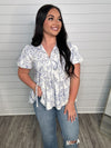 "Elegant Sound" Blue/White Top