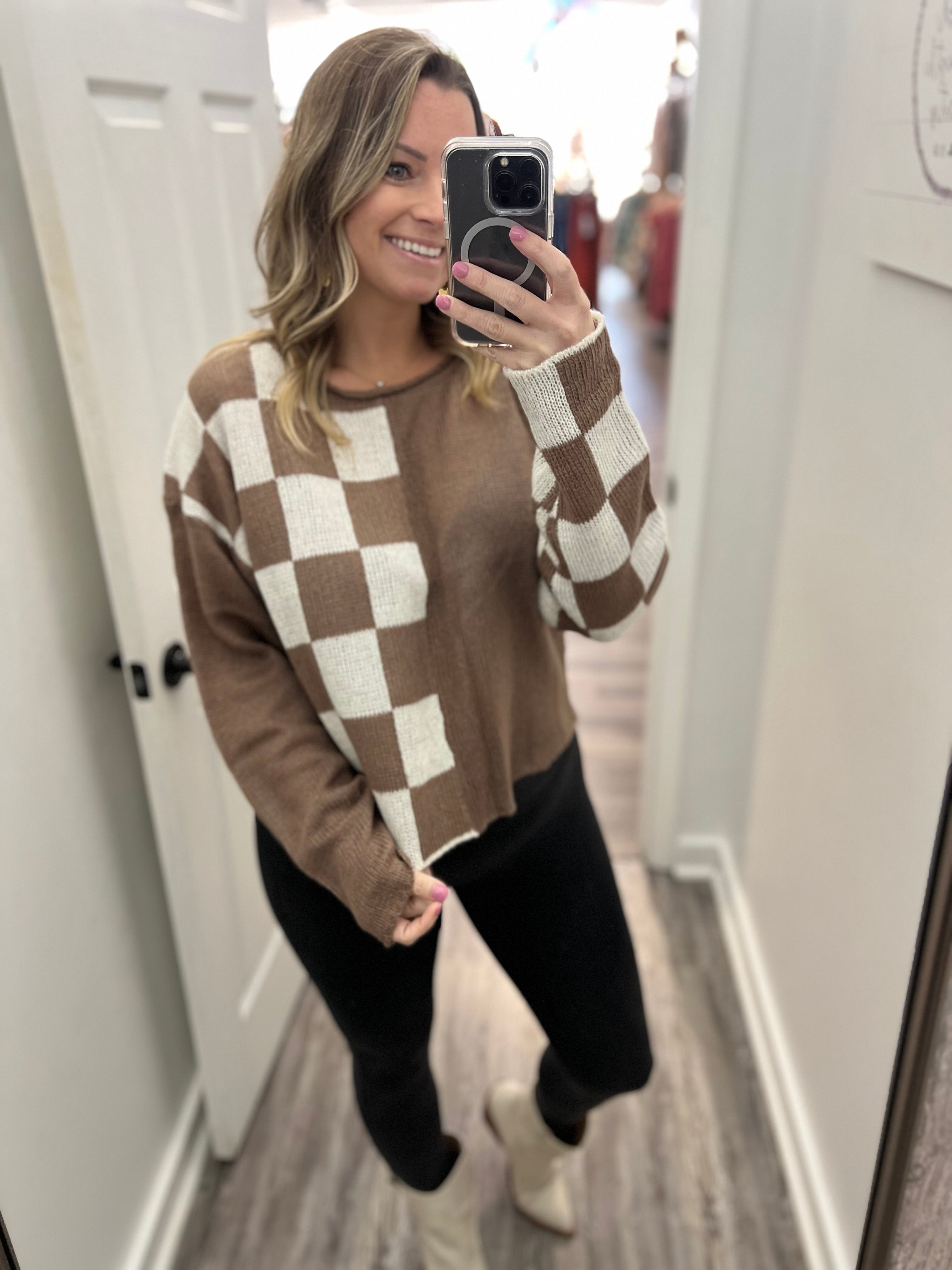 DB Colorblock Checkered Sweater