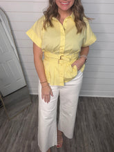 “Sunshine Ready” Yellow Belted Waist Top