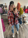 "Always Possible" Red/Blue Mix Plaid Top