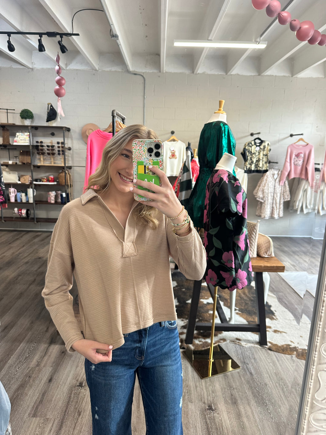 "XOXO" Exposed Seam Textured Top