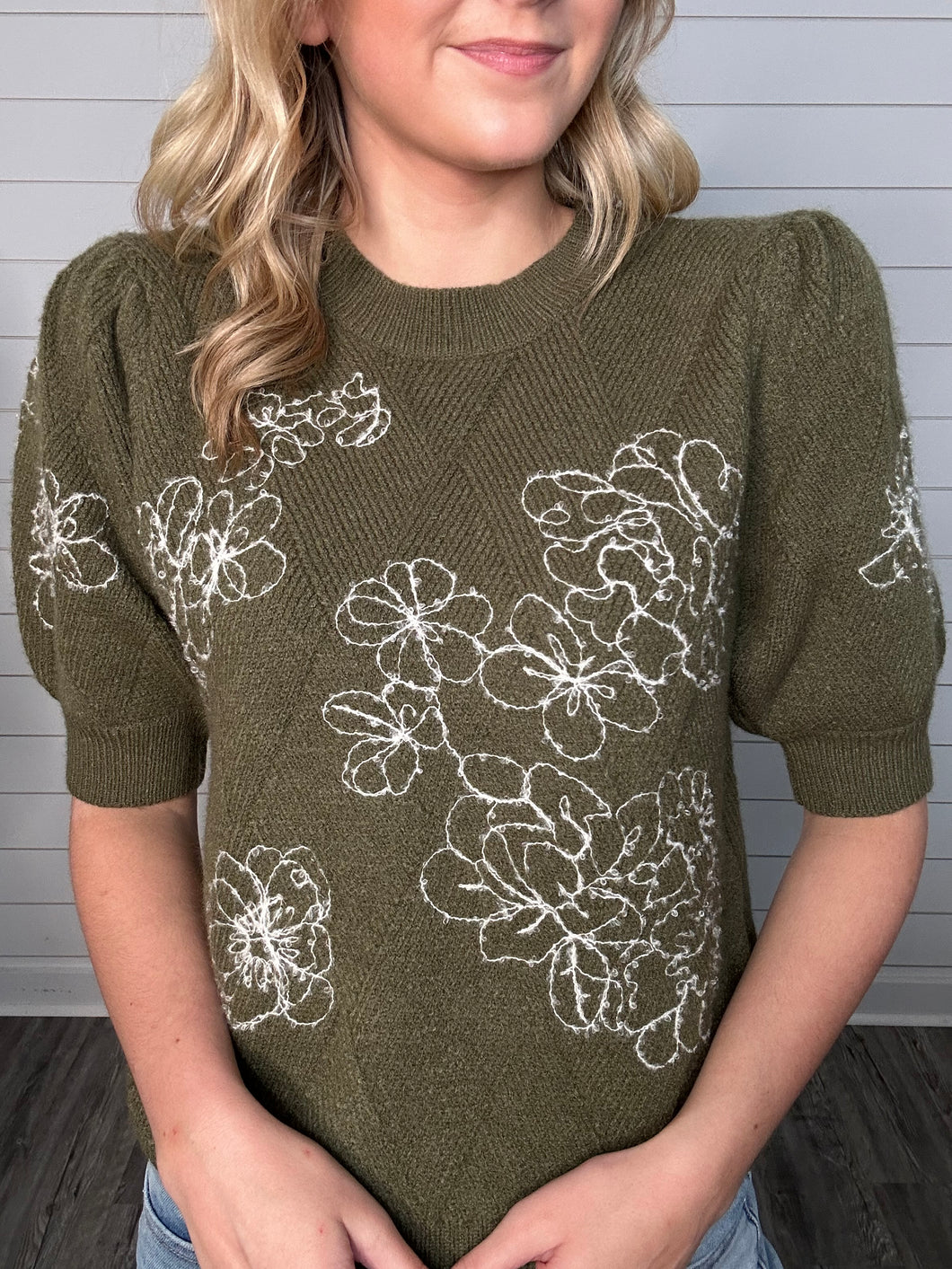 "Just be Held" Olive Knit Top