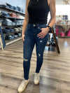 "Lizzy" Mid Rise Dark Crop Skinny