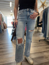 "Faye" Light Wash Dad Crop Denim