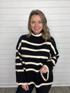 "Far From Over" Black Striped Turtle Neck