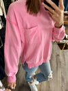 "Unheard Of" Pink Mineral Washed Pullover