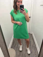 “Freshly Brewed” Green Cap Sleeve Dress