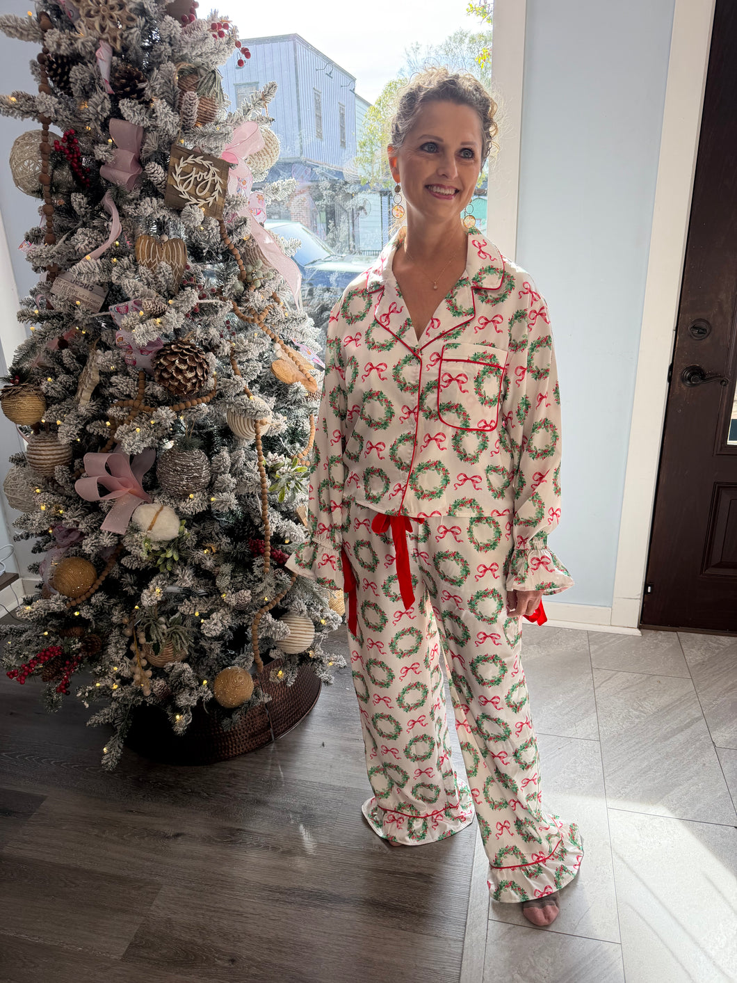Christmas Printed Satin PJ Set
