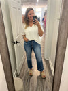 "Brooklyn" Medium Wash Crop Straight Denim