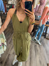 "Cool Breeze" Olive Washed Jumpsuit