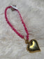 Pink Beaded Heart Necklace