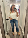 "Brooklyn" Medium Wash Crop Straight Denim