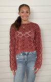 "Love Moves Mountains" Raspberry Sweater Top