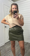 "My Perspective" Olive Faux Leather Skirt