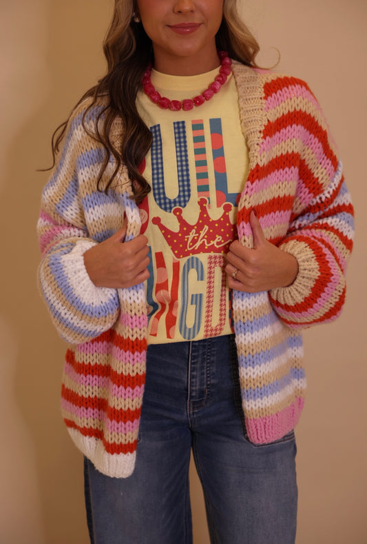 Multi Stripe Chunky Cardigan
