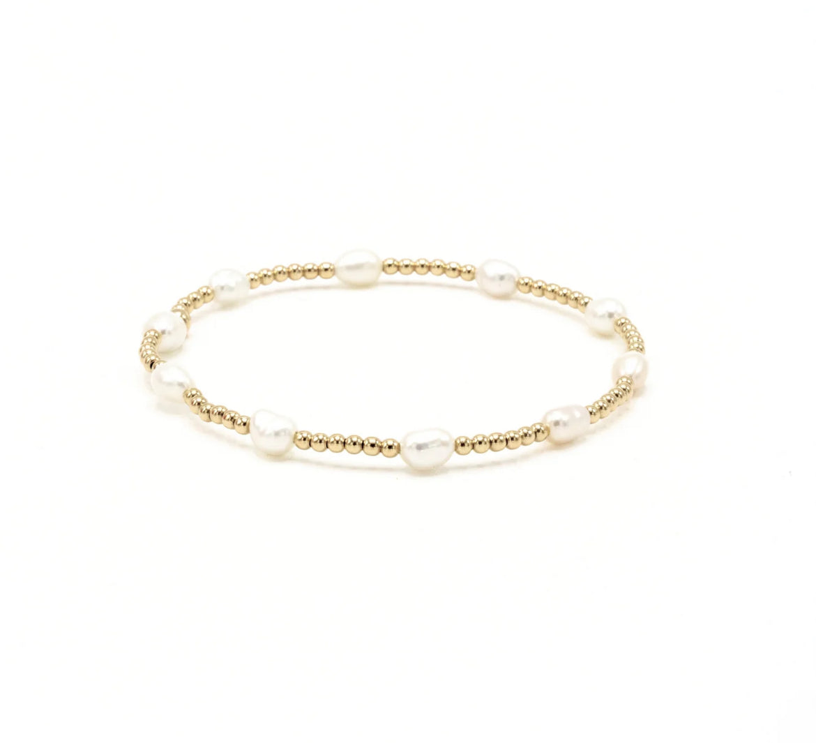 Petite Patterned Rice Pearl Bracelet with 14k Gold-Filled Beads