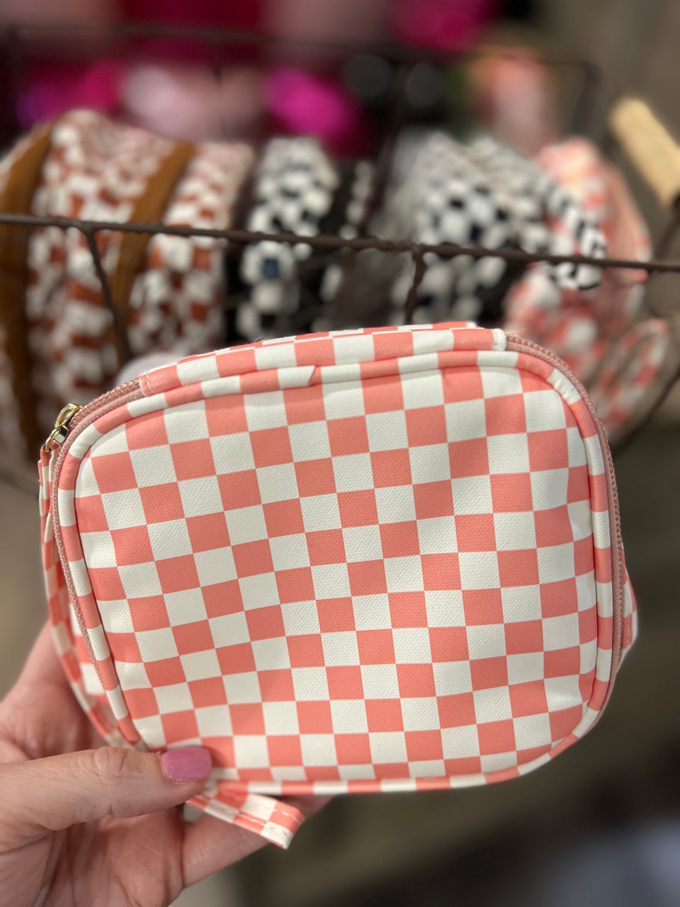 DB Checkered Cosmetic Bag