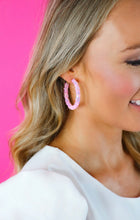 Baby pink Glitter Hinge Hoops