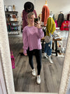 "Look Around" Lilac Ribbed Knit Pullover