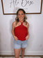 "Barely Blushing" Corded Keyhole Sleeveless Top