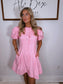 "Never Fails" Pink Puff Sleeve Dress