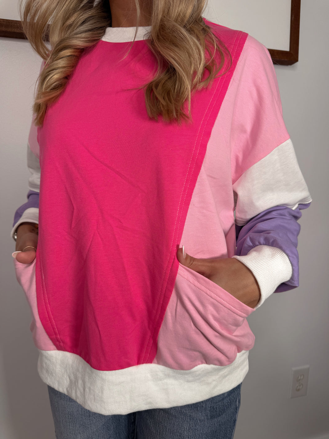 "Loving You" Hot Pink Combo Sweatshirt