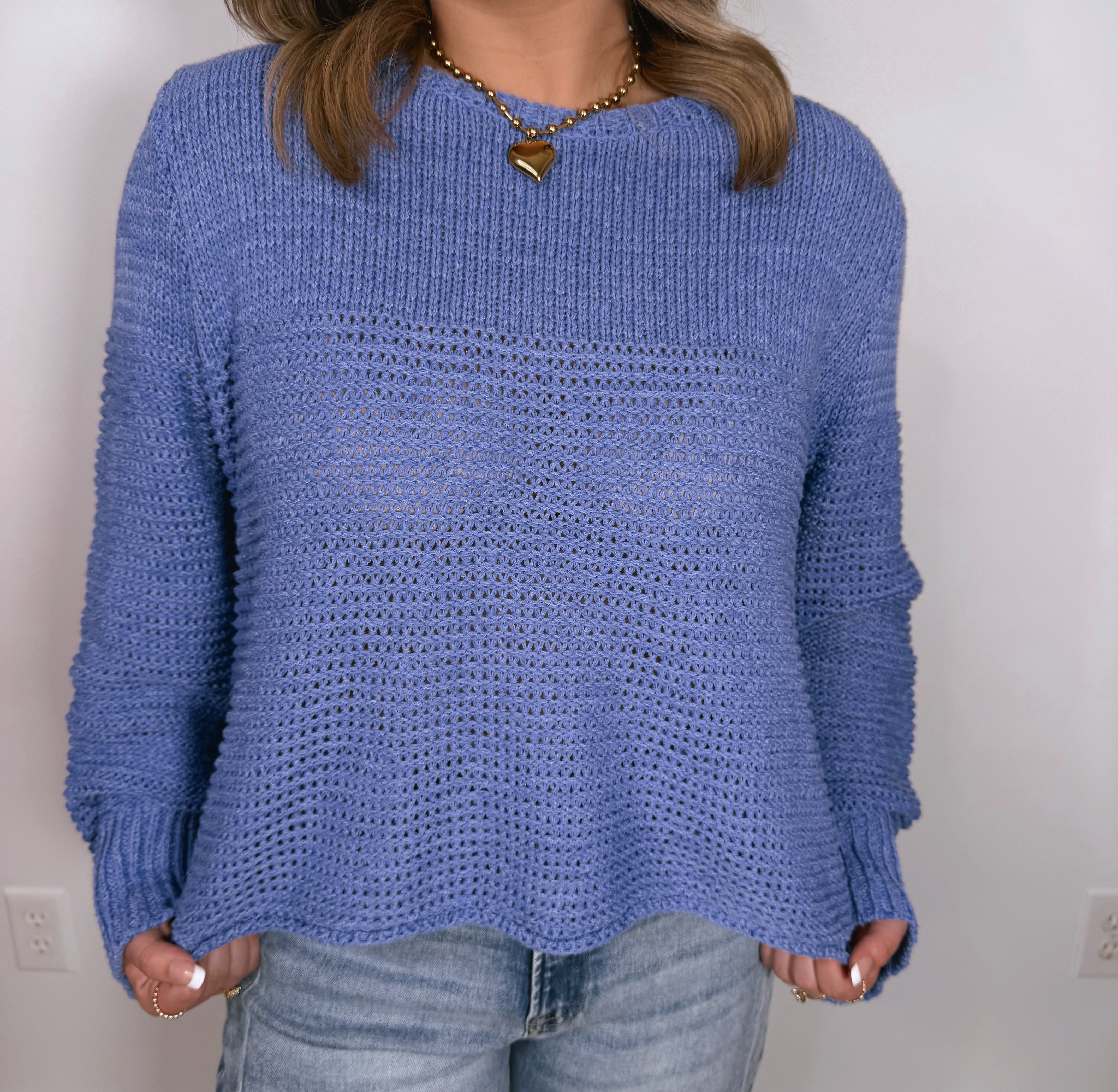“Fresh Finds” Periwinkle Long Sleeve Sweater