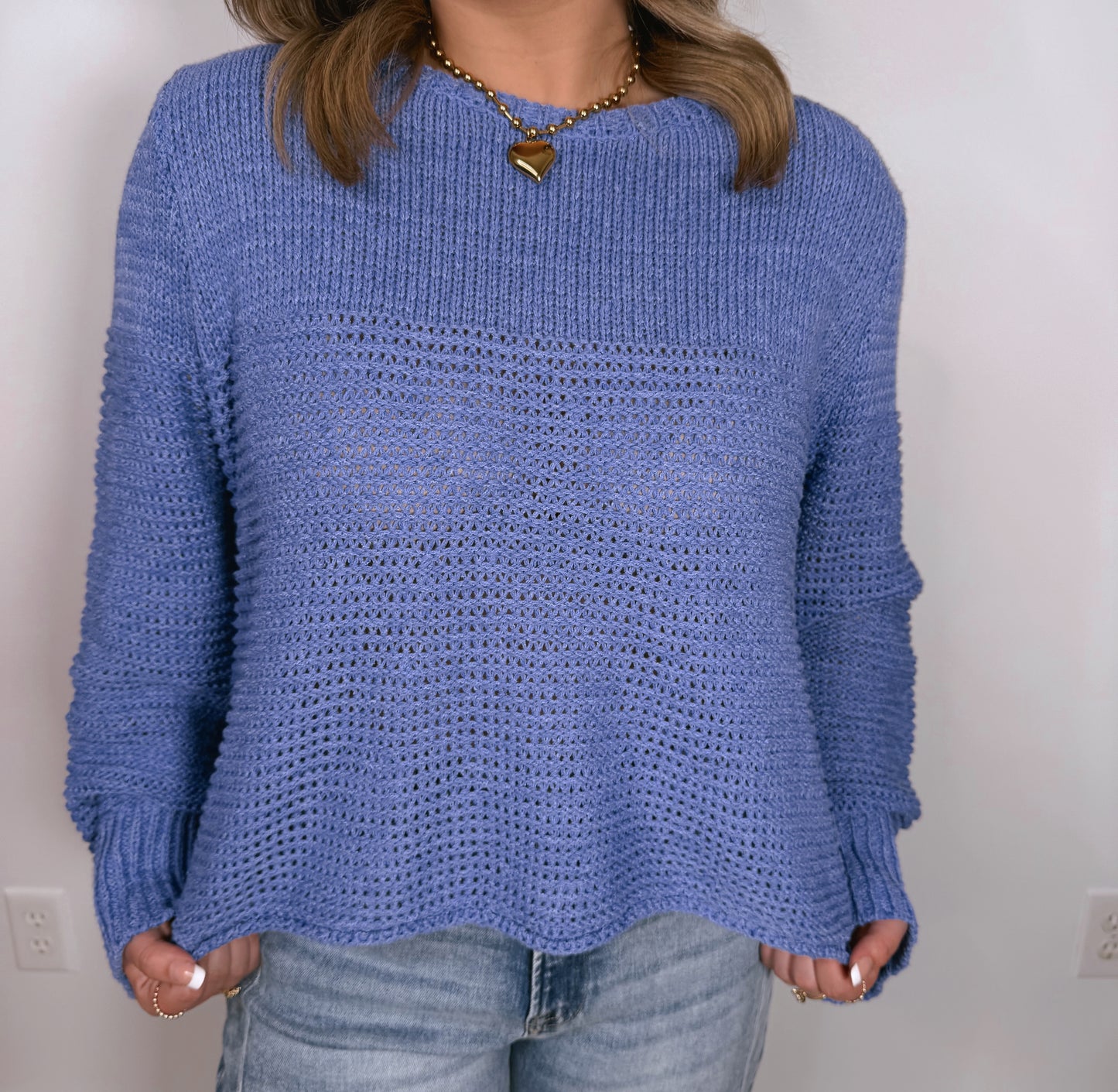 “Fresh Finds” Periwinkle Long Sleeve Sweater