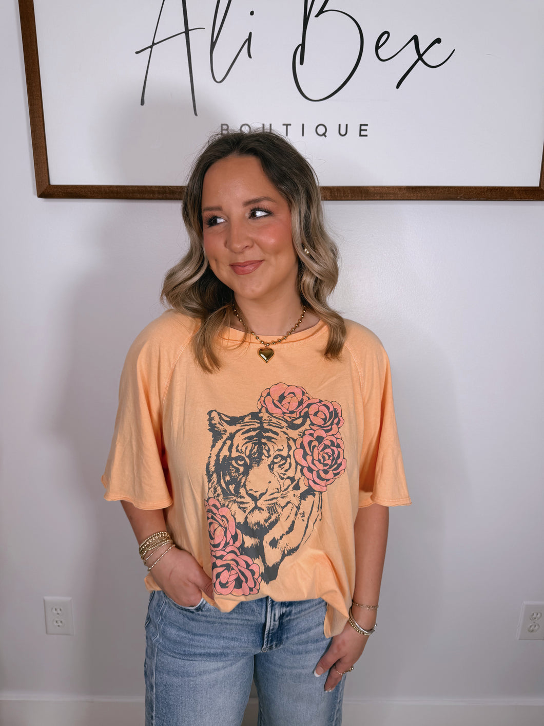 "Cloud Nine" Peach Tiger Printed Top