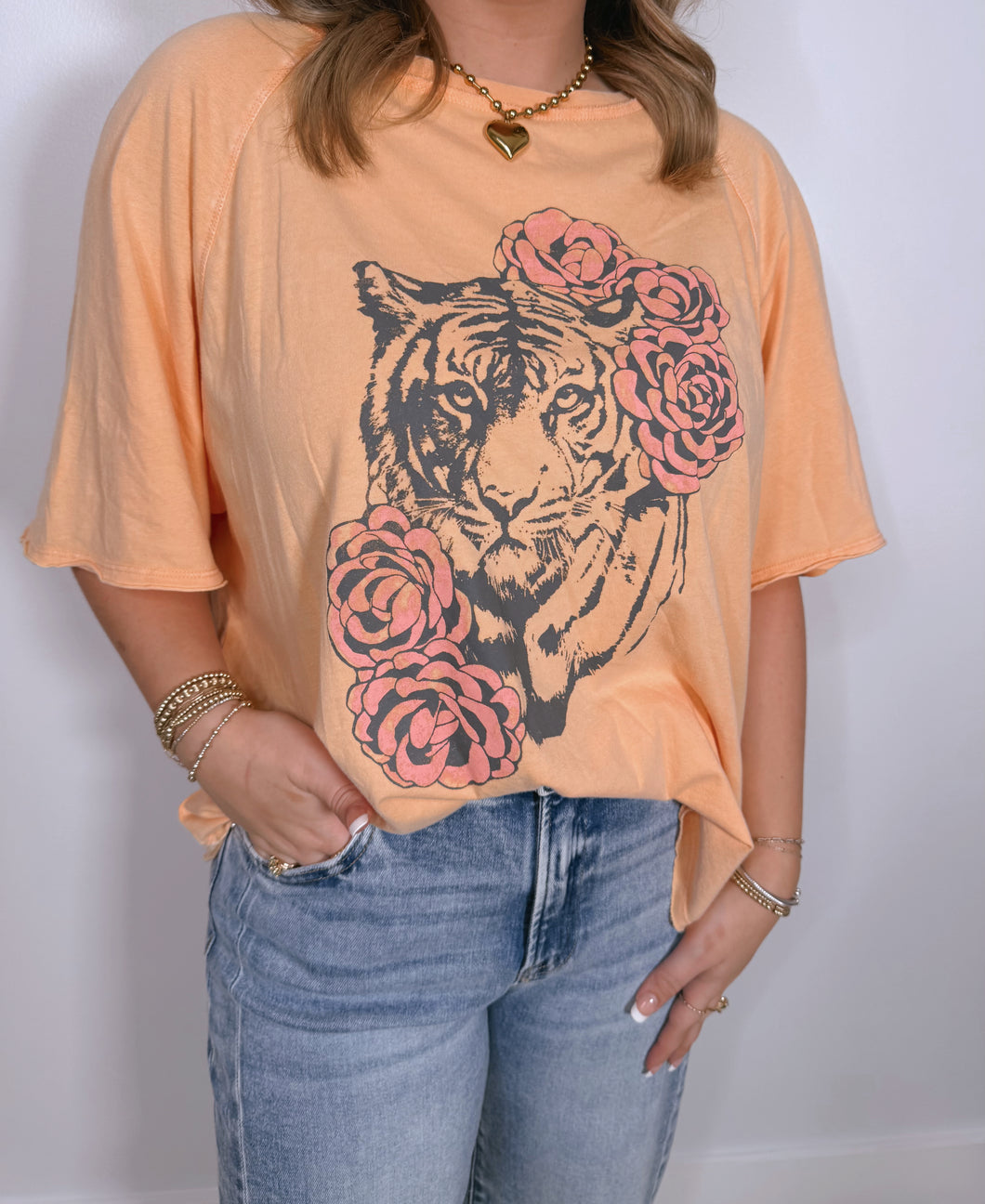 "Cloud Nine" Peach Tiger Printed Top