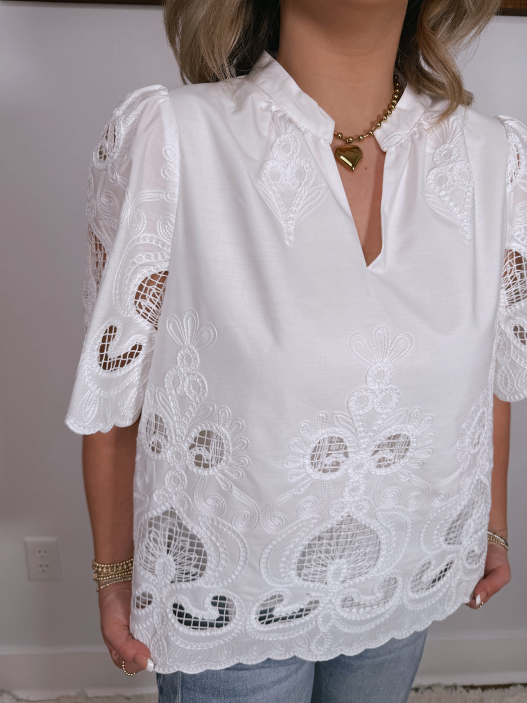 "Lily & Lace" Embroidered Lace Top