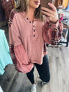 "Perfect Vision" Mauve Mixed Plaid Top