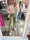 "Calling The Shots" Olive Wide Leg Denim