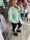 "Mint French Terry Cropped Hoodie Jacket"