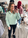 "Mint French Terry Cropped Hoodie Jacket"