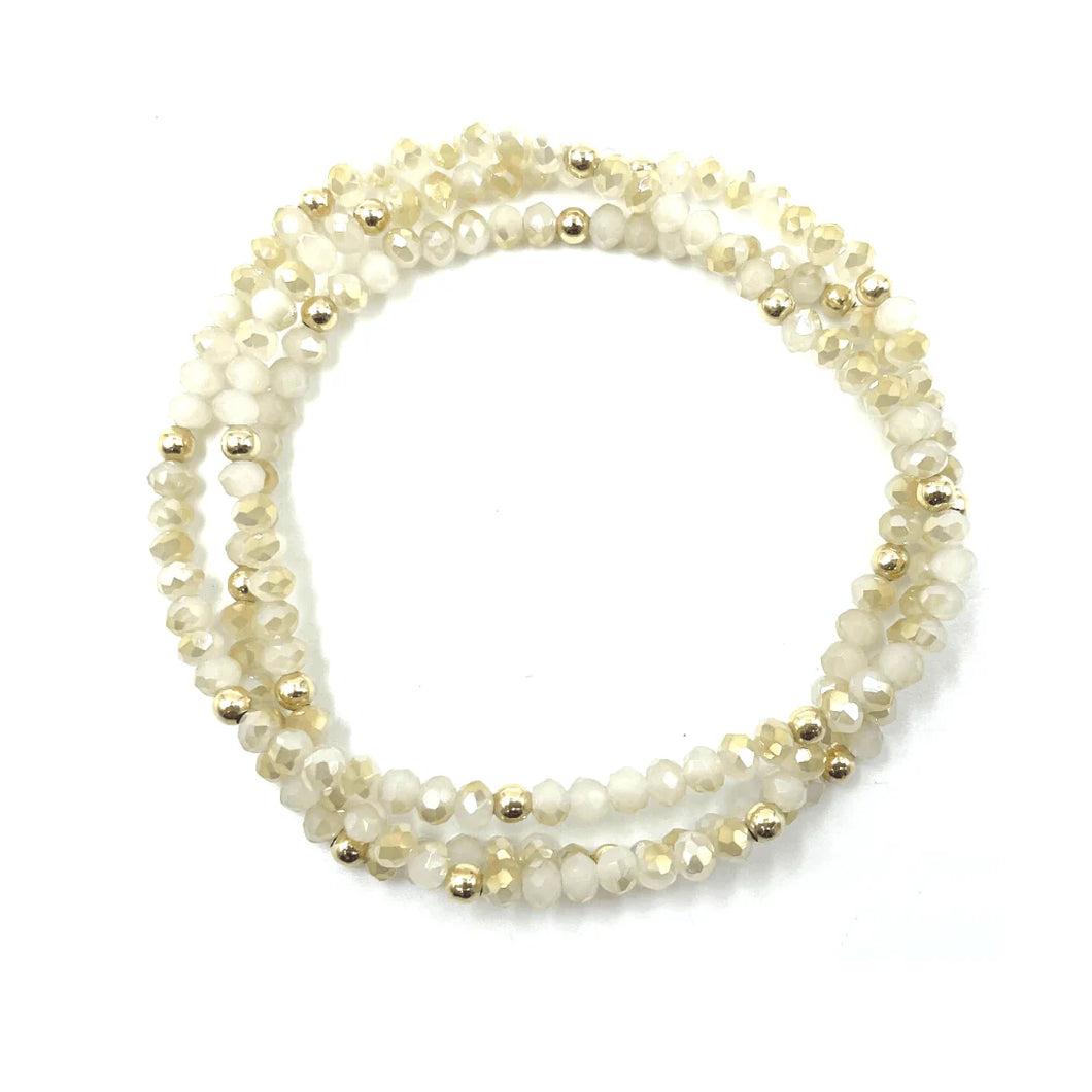 OG Shimmer Bracelet Stack in Winter White+ Gold Filled