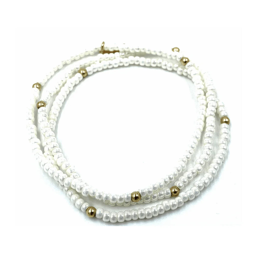 OG Classic Bracelet Stack in Pearl White & Gold Filled