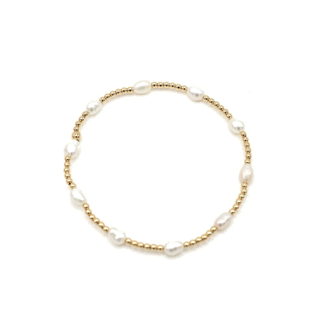 Petite Patterned Rice Pearl Bracelet with 14k Gold-Filled Beads