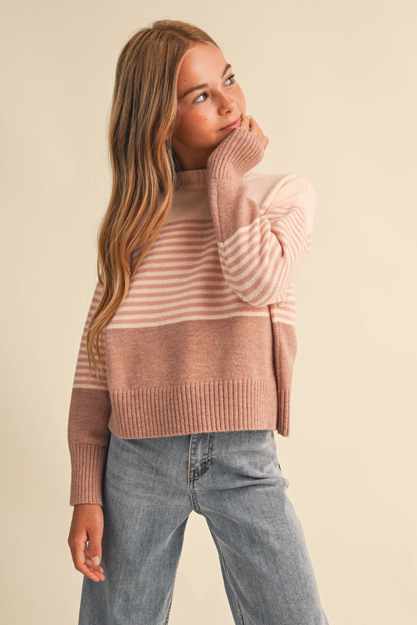 TWEEN KIDS GIRLS DROP SHOULDER SWEATER