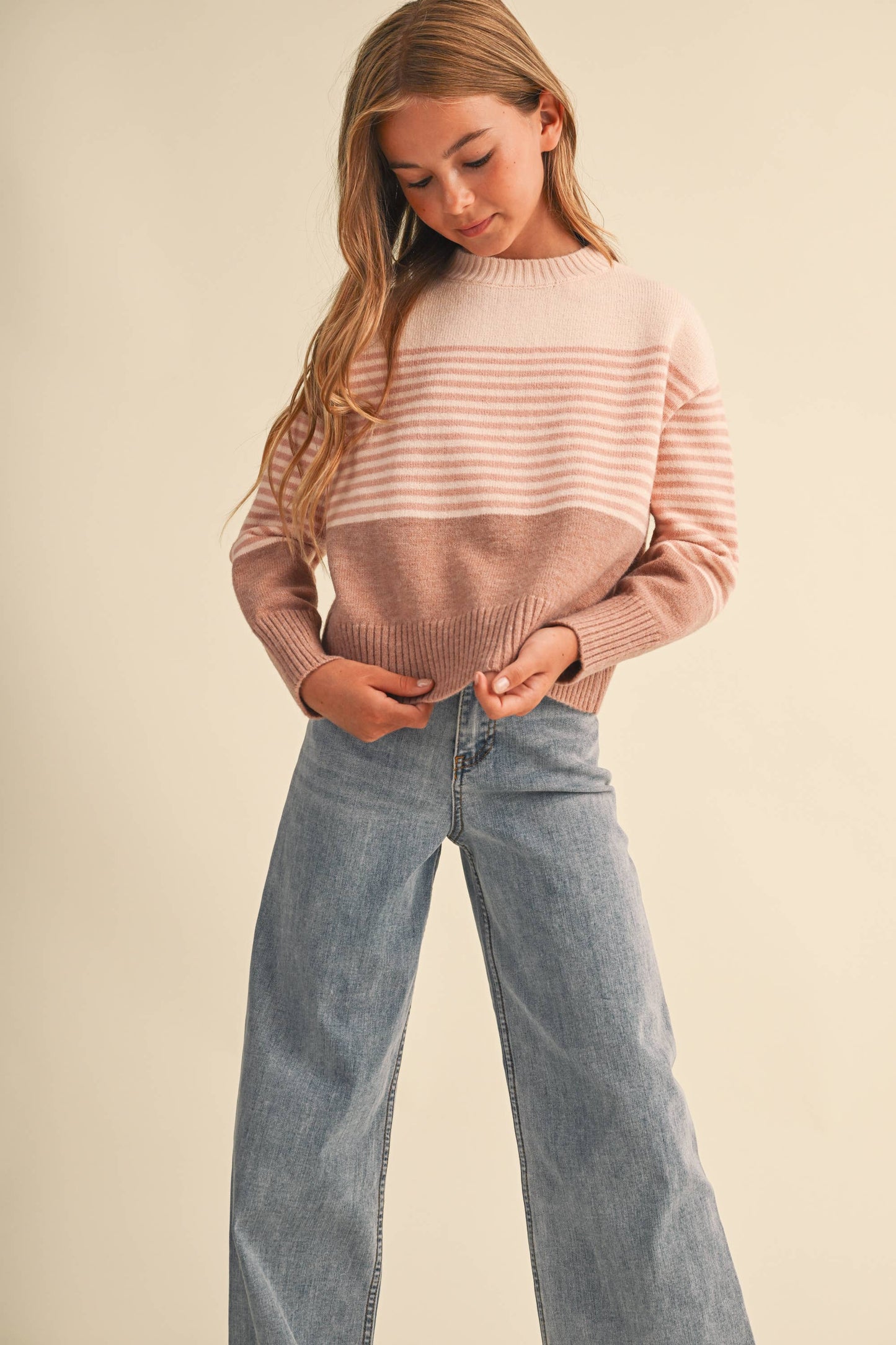 TWEEN KIDS GIRLS DROP SHOULDER SWEATER
