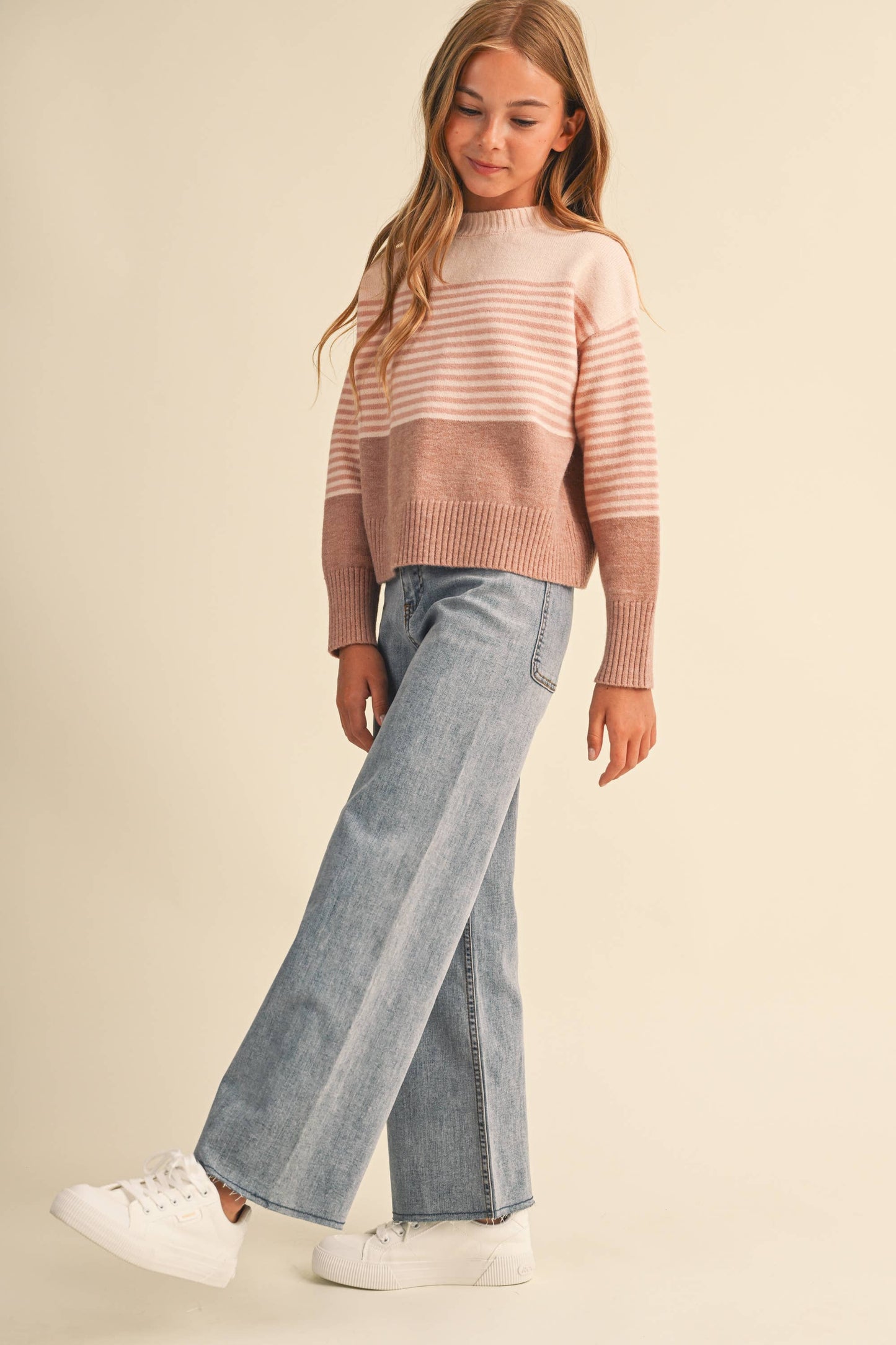 TWEEN KIDS GIRLS DROP SHOULDER SWEATER